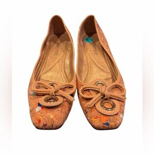 J. Renee’ Womens Hirabelle Confetti Cork Square Toe Bow Flats Size 7.5